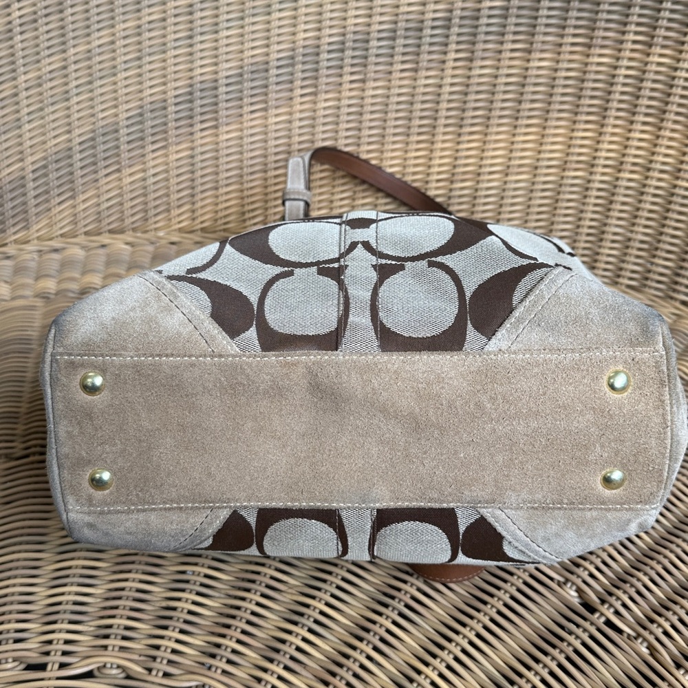 Coach Brown and Tan Signature Canvas Tote - Picture 10 of 13